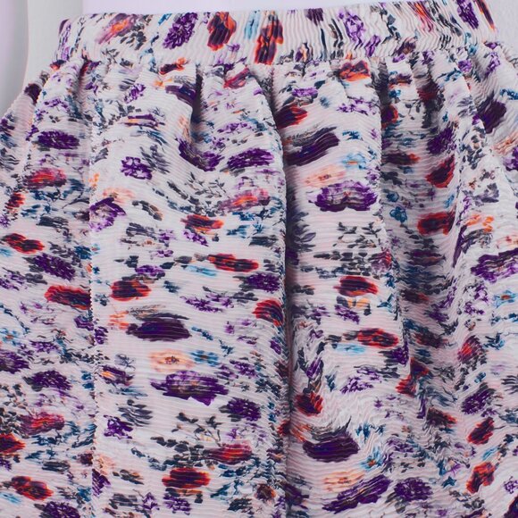 MSGM Floral Pattern Pleated Mini Skirt Puff Flower Print Size 0 EU 32 UK 4 - Picture 4 of 5